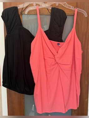 Old Navy Women Plus Lot of 2 Sleeveless Cotton Blend Black & Peach 2X READ
